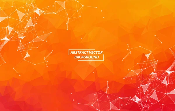 Naranja abstracto Geométrico Molécula de fondo poligonal y comm — Archivo Imágenes Vectoriales