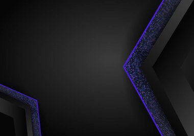 Lüks koyu mavi boyut arka planında metal desenler. Parlak gerçekçi altın elementlerle renklendirilmiş yarım ton. Yarım ton parıldıyor. Modern vektör tasarım şablonu.