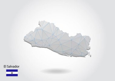 El Salvador 'un karanlık arka planda çokgen tarzda tasarlanmış, modern 3d kağıt kesimi sanat tarzında harita şekilli vektör haritası. katmanlı kağıt kesim tasarımı.