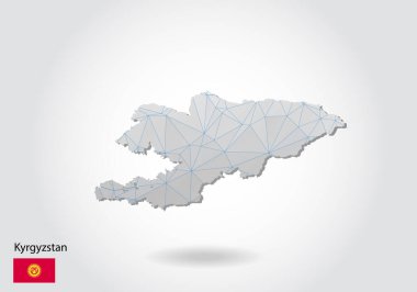 Kırgızistan 'ın son moda üçgen tasarımlı vektör haritası koyu arkaplan üzerinde çokgen tasarımı, modern 3d kağıt kesimi sanat tarzı harita şekli. katmanlı kağıt kesim tasarımı.
