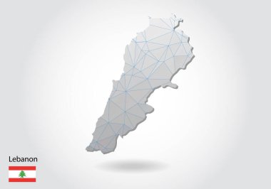 Lübnan 'ın karanlık zemin üzerinde çokgen şekilli üçgen tasarımlı vektör haritası, modern 3d kağıt kesimi sanat tarzı harita şekli. katmanlı kağıt kesim tasarımı.