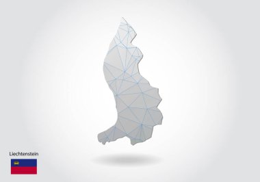 Lihtenştayn 'ın karanlık zemin üzerinde çokgen şekilli, modern 3d kağıt kesim sanatının haritası olan vektör haritası. katmanlı kağıt kesim tasarımı.