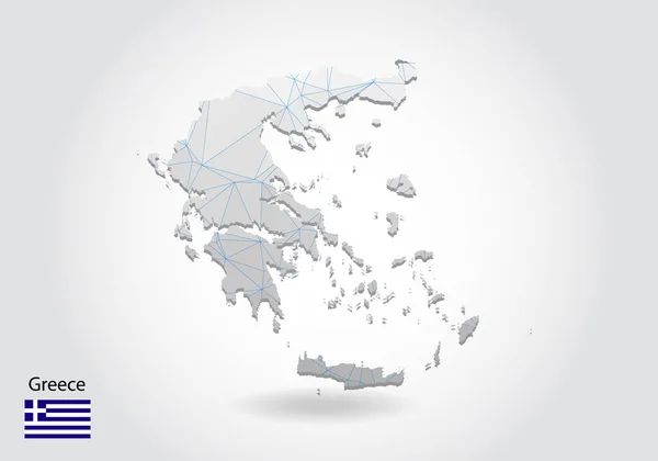 Vector Map Greece Trendy Triangles Design Polygonal Style Dark Background — Διανυσματικό Αρχείο