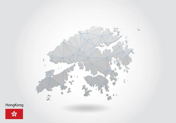 Wektorowa Mapa Hongkongu Modnym Wzorem Trójkątów Stylu Wielokątnym Ciemnym Tle — Wektor stockowy