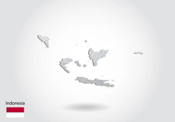 Peta Vektor Indonesia Dengan Desain Segitiga Trendi Dengan Gaya Poligonal - Stok Vektor