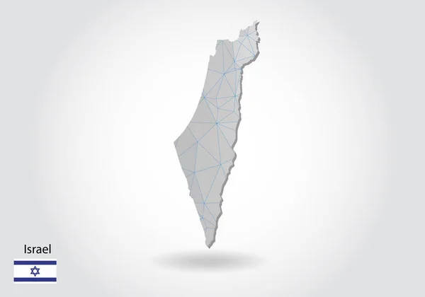 Vector Kaart Van Israël Met Trendy Driehoeken Ontwerp Veelhoekige Stijl — Stockvector