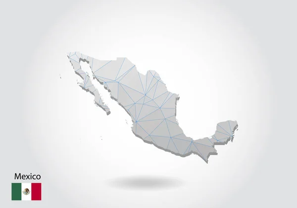 Mapa Vectorial México Con Diseño Triángulos Moda Estilo Poligonal Sobre — Vector de stock