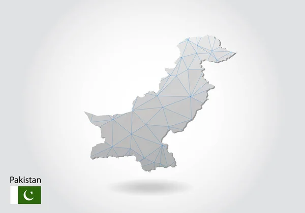 Vektor Polygonal Pakistan Karta Låg Poly Design Karta Trianglar Vit — Stock vektor