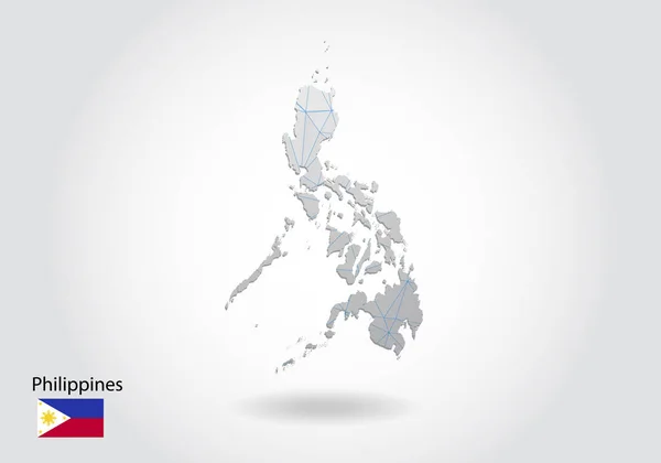 Vector Polygonal Filipinas Mapa Diseño Polivinílico Bajo Mapa Hecho Triángulos — Vector de stock