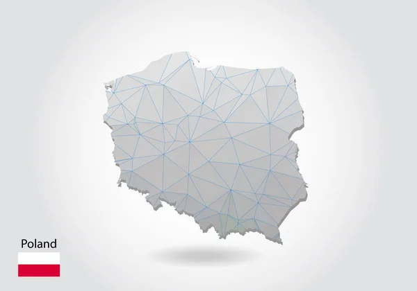 Векторна Полігональна Карта Польщі Низький Пористий Дизайн Відображення Трикутників Білому — стоковий вектор
