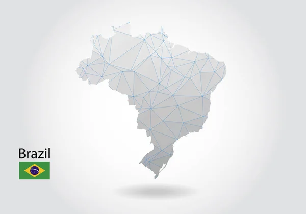 Vector Kaart Van Brazilië Met Trendy Driehoeken Ontwerp Veelhoekige Stijl — Stockvector