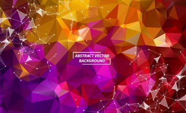 Soyut renkli geometrik poligonal arka plan molekül ve iletişim. Bağlantılı çizgilerin noktalı. Bilim, kimya, biyoloji, tıp, teknoloji kavramı.