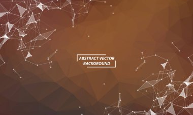 Noktaları ve Çizgileri Birleştiren Soyut Kahverengi Çoklu Alan Arkaplanı. Bağlantı yapısı. Vektör bilimi geçmişi. Çokgen vektör arkaplanı. Gelecekçi HUD arkaplanı.