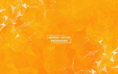 Noktaları ve Çizgileri Birleştiren Soyut Turuncu Çoklu Alan Arkaplanı. Geometrik Çokgen arka plan molekülü ve iletişim. Bilim, kimya, biyoloji, tıp, teknoloji kavramı.