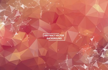 Noktaları ve Çizgileri Birleştiren Kırmızı Çokgen Alan Arkaplanı. Geometrik Çokgen arka plan molekülü ve iletişim. Bilim, kimya, biyoloji, tıp, teknoloji kavramı.