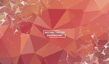 Noktaları ve Çizgileri Birleştiren Kırmızı Çokgen Alan Arkaplanı. Geometrik Çokgen arka plan molekülü ve iletişim. Bilim, kimya, biyoloji, tıp, teknoloji kavramı.