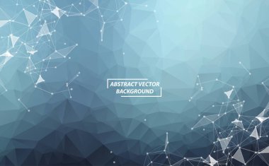 Noktaları ve Çizgileri Birleştiren Soyut Mavi Çoklu Alan Arkaplanı. Geometrik Çokgen arka plan molekülü ve iletişim. Bilim, kimya, biyoloji, tıp, teknoloji kavramı.