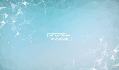 Mavi Çokgen arka plan molekülü ve iletişim. Noktalarla birleştirilmiş çizgiler. Minimalizm kaotik illüstrasyon geçmişi. Bilim, kimya, biyoloji, tıp, teknoloji kavramı.