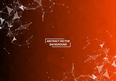 Soyut Çokgen Uzay Karanlık Arkaplanı Turuncu Noktalar ve Çizgiler, Geleceğin Tasarımı.