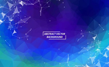 Koyu mavi Geometrik Çokgen arka plan molekülü ve iletişim. Noktalarla birleştirilmiş çizgiler. Minimalizm geçmişi. Bilim, kimya, biyoloji, tıp, teknoloji kavramı.