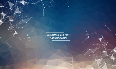 Koyu mavi Geometrik Çokgen arka plan molekülü ve iletişim. Noktalarla birleştirilmiş çizgiler. Minimalizm geçmişi. Bilim, kimya, biyoloji, tıp, teknoloji kavramı.