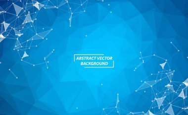 Mavi Geometrik Poligonal arka plan molekülü ve iletişim. Noktalarla birleştirilmiş çizgiler. Minimalizm geçmişi. Bilim, kimya, biyoloji, tıp, teknoloji kavramı.