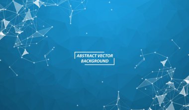 Mavi Geometrik Poligonal arka plan molekülü ve iletişim. Noktalarla birleştirilmiş çizgiler. Minimalizm geçmişi. Bilim, kimya, biyoloji, tıp, teknoloji kavramı.