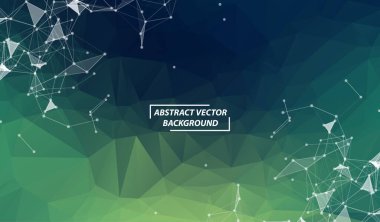 Yeşil Geometrik Poligonal arka plan molekülü ve iletişimi. Noktalarla bağlı çizgiler. Minimalizm arka plan. Bilim, kimya, biyoloji, tıp, teknoloji kavramı.