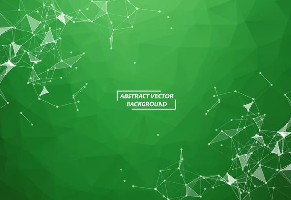 Abstract Green Geometric Molécula Fundo Poligonal Comunicação Linhas Conectadas Com — Vetor de Stock