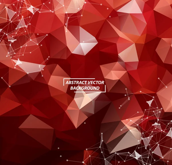 Astratto Red Geometric Molecola Fondo Poligonale Comunicazione Linee Collegate Con — Vettoriale Stock