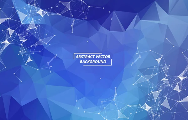 Resumen Azul Oscuro Geométrico Molécula Fondo Poligonal Comunicación Líneas Conectadas — Vector de stock