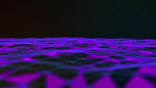有機的な動きの中に粒子とプレキシスの連結線を持つファンタジー抽象技術 工学と科学の動きの背景 ゆらめく星の光 フィールド設定の深さ 3Dレンダリング — ストック動画