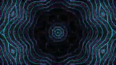 VJ Fraktal Soyut Kaleydoskopik arkaplan. Değişen değişimin hareketi. 3D görüntüleme bilgisayarı oluşturuldu. Disko spektrum ışıkları konseri ampulü. Işık Tüneli.