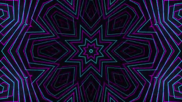 Abstraktní Kaleidoskopické Pozadí Smyčka Symetrického Kruhového Pohybu Černém Pozadí Vykreslování — Stock video