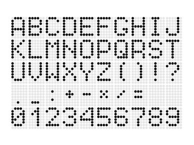 font with letters, numbers, mathematical symbols  