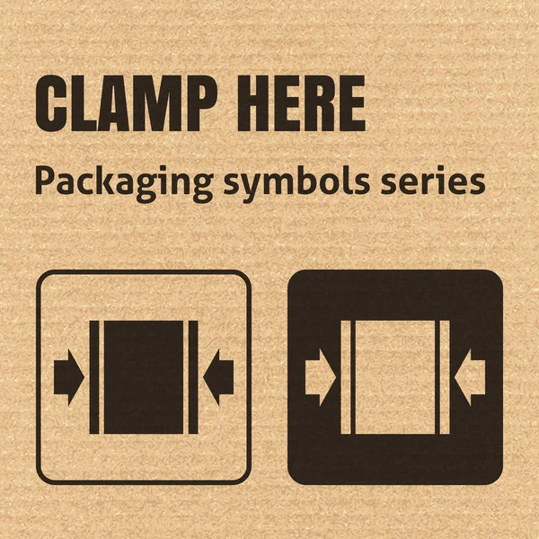 CLAMP HERE packaging symbol — Stock Vector