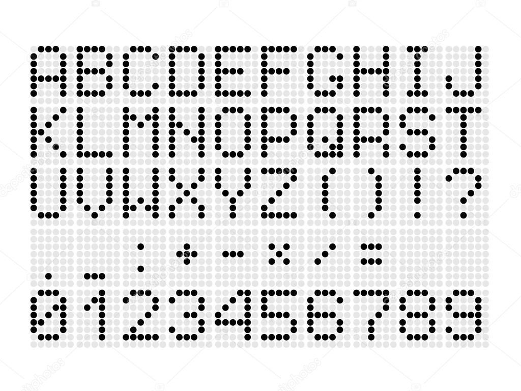 font with letters, numbers, mathematical symbols  