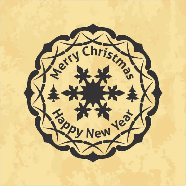 Kruhový ornament se sněhové vločky a vánoční stromky — Stockový vektor