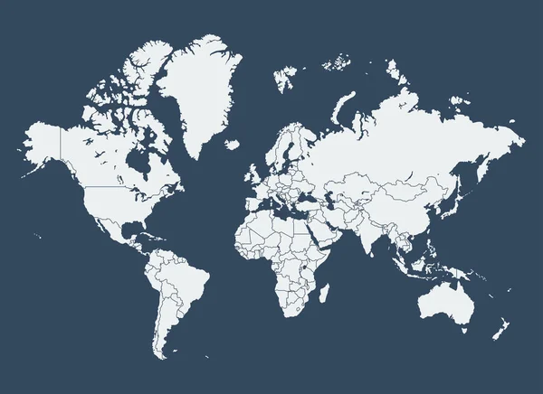 世界的政治地图在深蓝 — 图库矢量图片