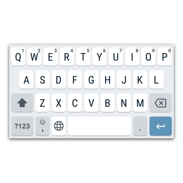 Modelo Teclado Virtual Para Smartphone Com Layout Qwerty Letras Maiúsculas —  Vetores de Stock