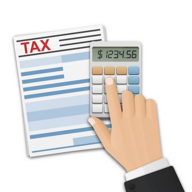 El sayısı vergi hesap makinesi beyaz arka plan üzerinde 