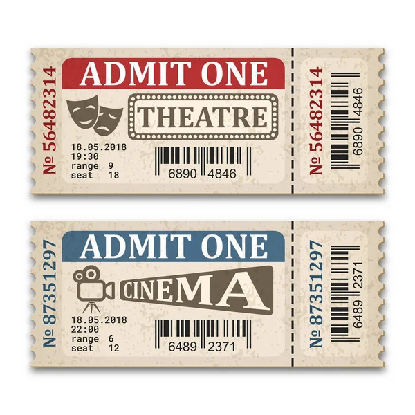 Entradas Teatro Cine Estilo Retro — Vector de stock