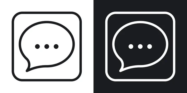 Messages, chat or messenger app icon for smartphone, tablet, laptop or other smart device with mobile interface. Minimalistic two-tone version on black and white background — Stock Vector