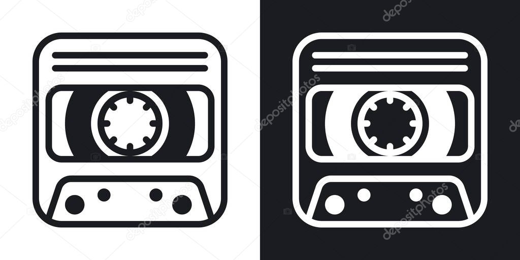 Dictaphone or voice recorder app icon for smartphone, tablet, laptop or other smart device with mobile interface. Minimalistic two-tone version on black and white background
