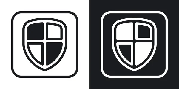 Phone protect, defender or antivirus app icon for smartphone, tablet, laptop or other smart device with mobile interface. Minimalistic two-tone version on black and white background — Stock vektor