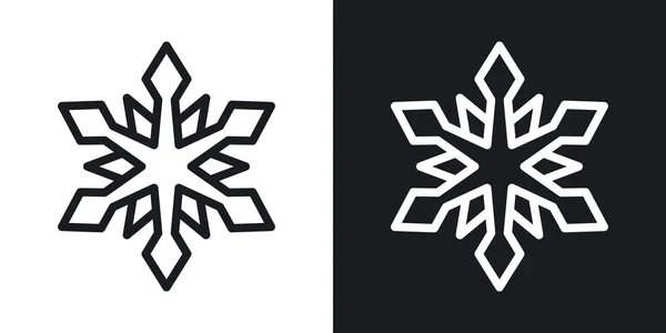 Snow or snowflake icon for weather forecast application or widget. Two-tone version on black and white background — Stock Vector