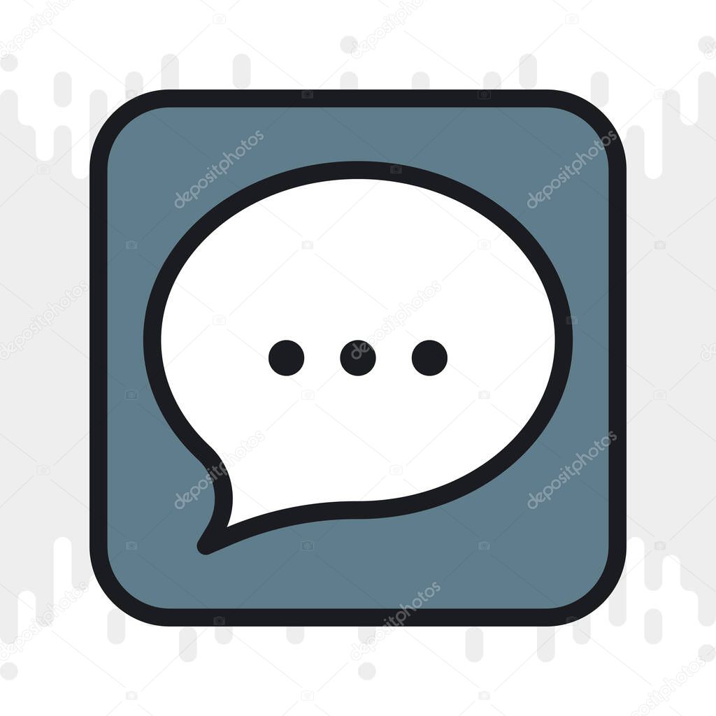 Messages, chat or messenger app icon for smartphone, tablet, laptop or other smart device with mobile interface. Minimalistic color version on light gray background