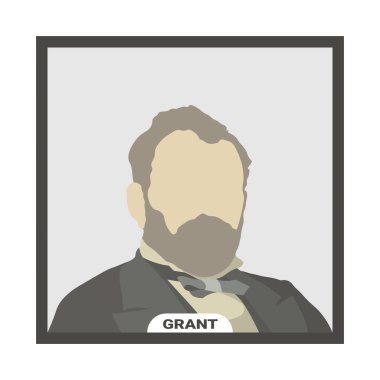 Ulysses S. Grant, Amerika Birleşik Devletleri Başkanı. Beyaz arkaplanda biçimlendirilmiş vektör portresi