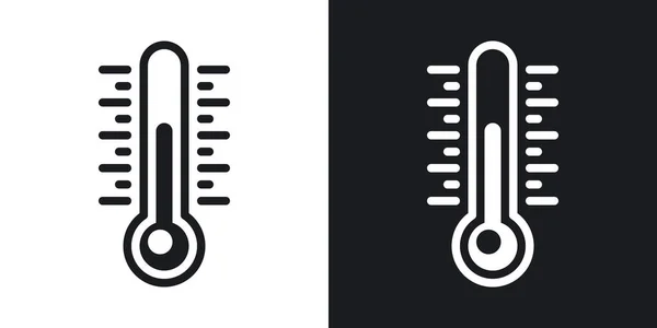 Thermometer or air temperature icon for weather forecast application or widget. Two-tone version on black and white background — Stock Vector