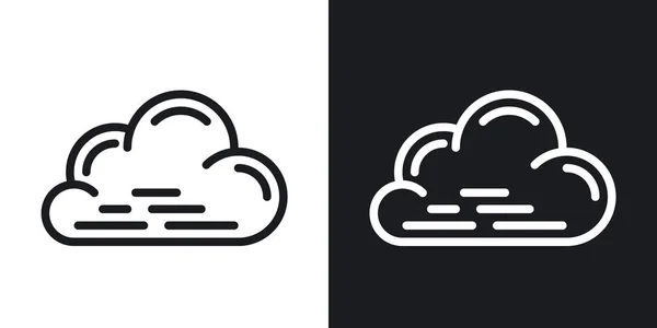 Cloudy, nebulosidade ou ícone nublado para aplicação previsão do tempo ou widget. Fechar a nuvem. Versão de dois tons em fundo preto e branco — Vetor de Stock